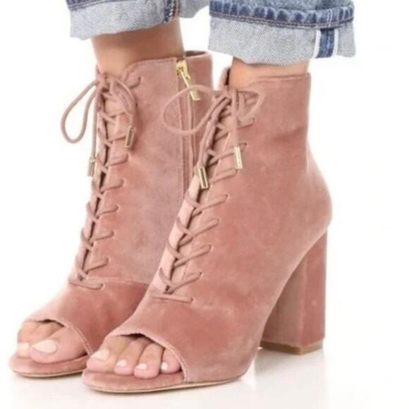 JOIE LAKIA VELVET ANKLE BOOT IN LIGHT MAUVE SIZE 37.5 - Picture 1 of 8